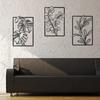 3Pcs Gorgeous Gold & Black Metal Wall Decor: Large Minimalist Modern Boho Art. Abstract Flower & Leaf for Bedroom & Living Room.