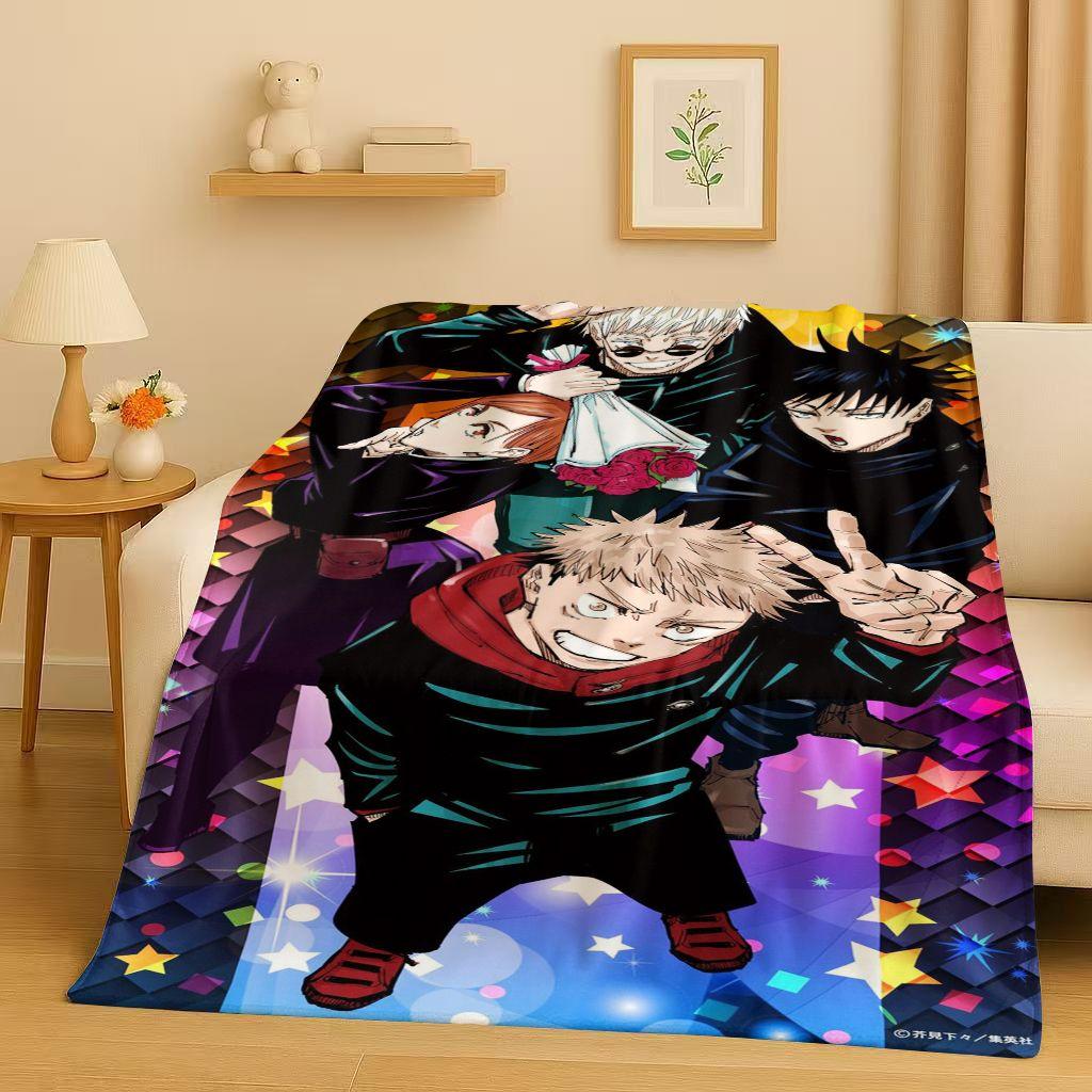 Anime Jujutsu Kaisen Cartoon Itadori Yuj Flanelldecke, Ultraweiche Warme Plüschdecke für Zuhause Schlafzimmer Bett Sofa Abdeckung Kindergeschenk