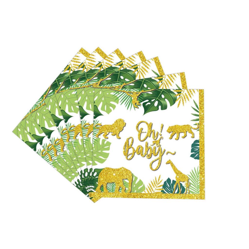 Ohbaby Jungle Animal-themed Paper Plates, Paper Cups, Tablecloths, Decorative Tableware Sets, Theme Decoration Props