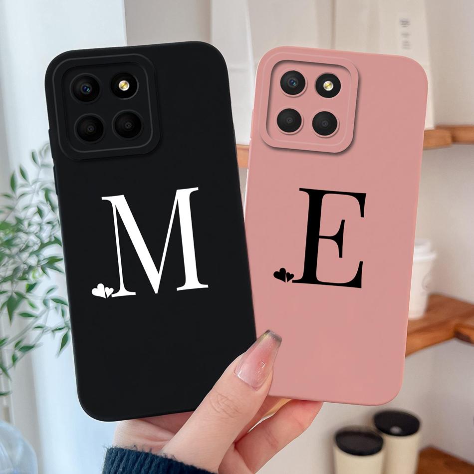 For Honor X8 X8A X8B X8C Case Simple Heart Letters Full Protection Phone Cases For Honor X 8 5G Soft Liquid Silicone Back Covers