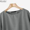 ZANZEA Blusa holgada casual de verano para mujer con cuello redondo y manga 3/4