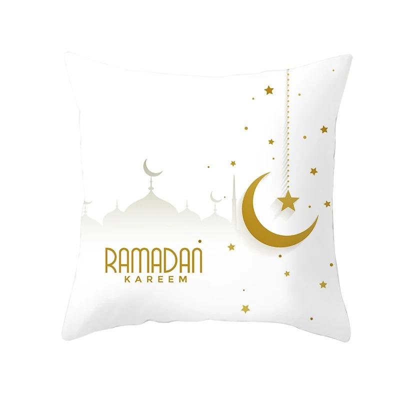 

Islamic Eid Mubarak Pillowcase Home Cushion Cover Ramadan Decoration Golden Simple Sofa Mosque Muslim Decorative Cover 45X45CM 45X45CM
