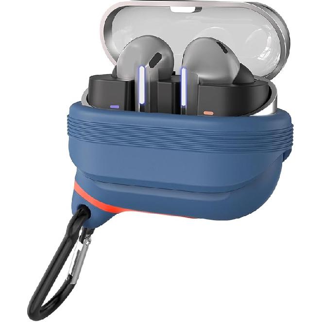 for Galaxy Buds 3 Pro Case & Galaxy Buds 3 Case, Waterproof Premium Silicone Cover with Carabiner, Wireless Charging, Patent Registered, Black