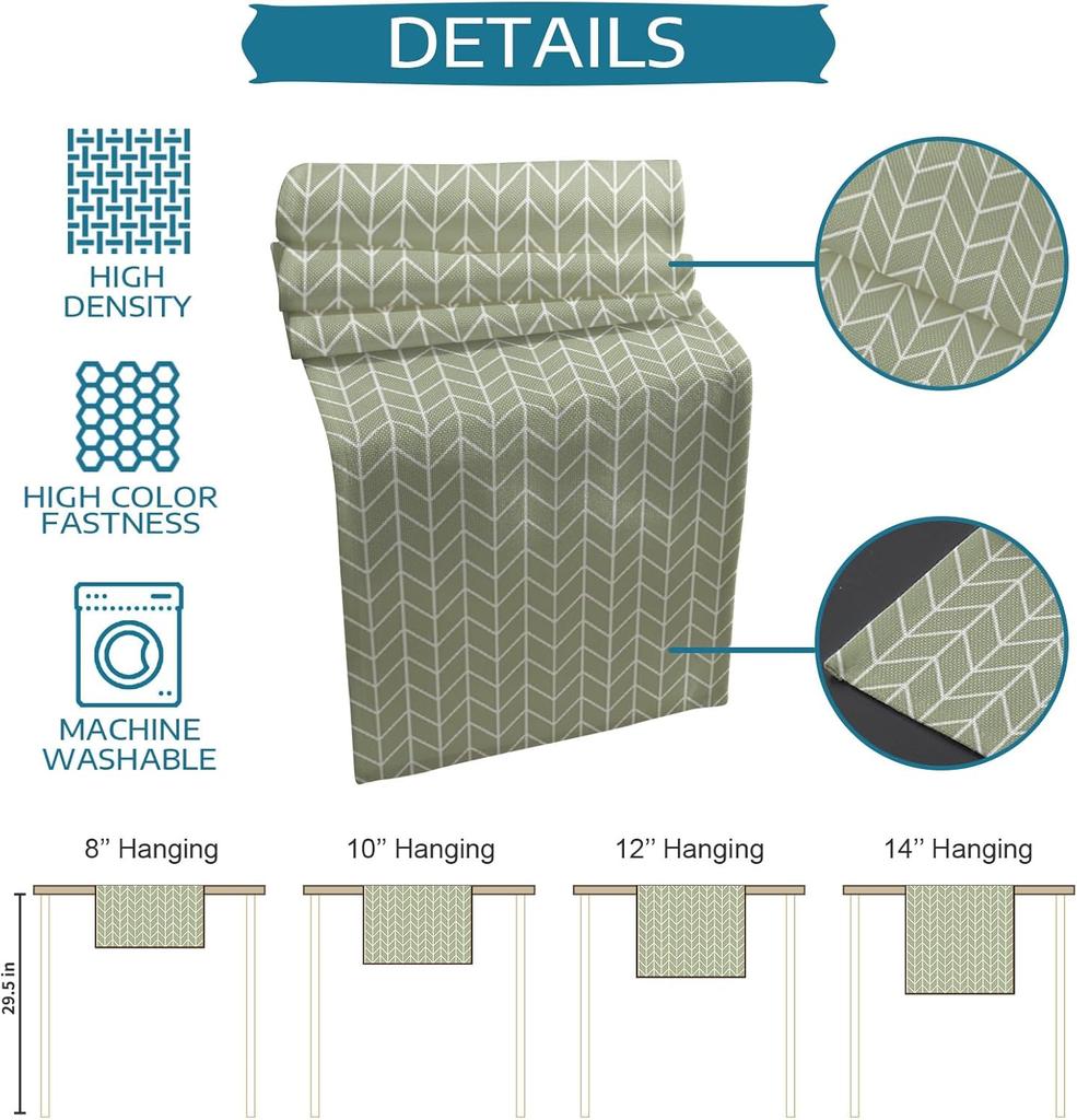 Sage Green Geometric Linen Table Runner Dresser Scarf Table Decor Modern Geometric Stripes Table Runners for Holiday Party Decor