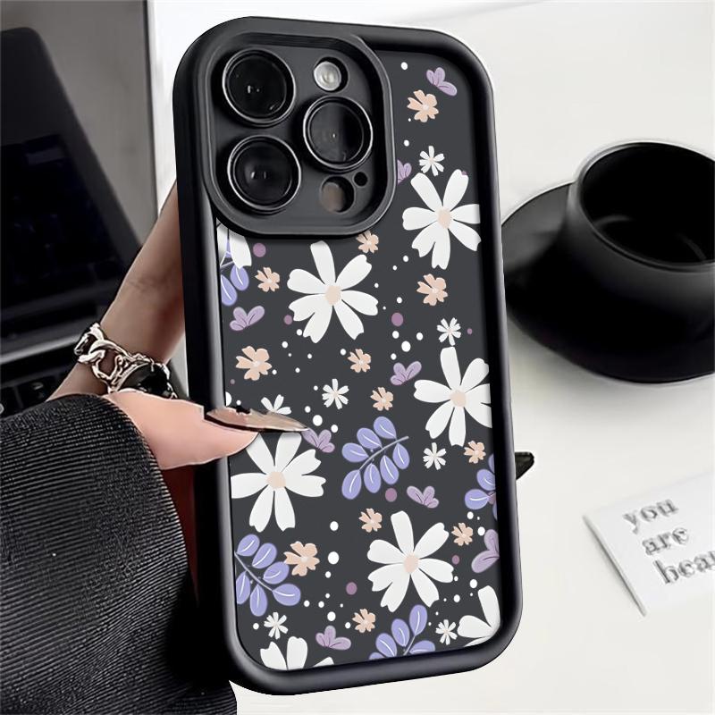 Sunflower Seven Leaf Grass Phone case iPhone 15 Pro Max 11 12 13 16 14 Plus Silicone Shockproof Case Lens protector shell