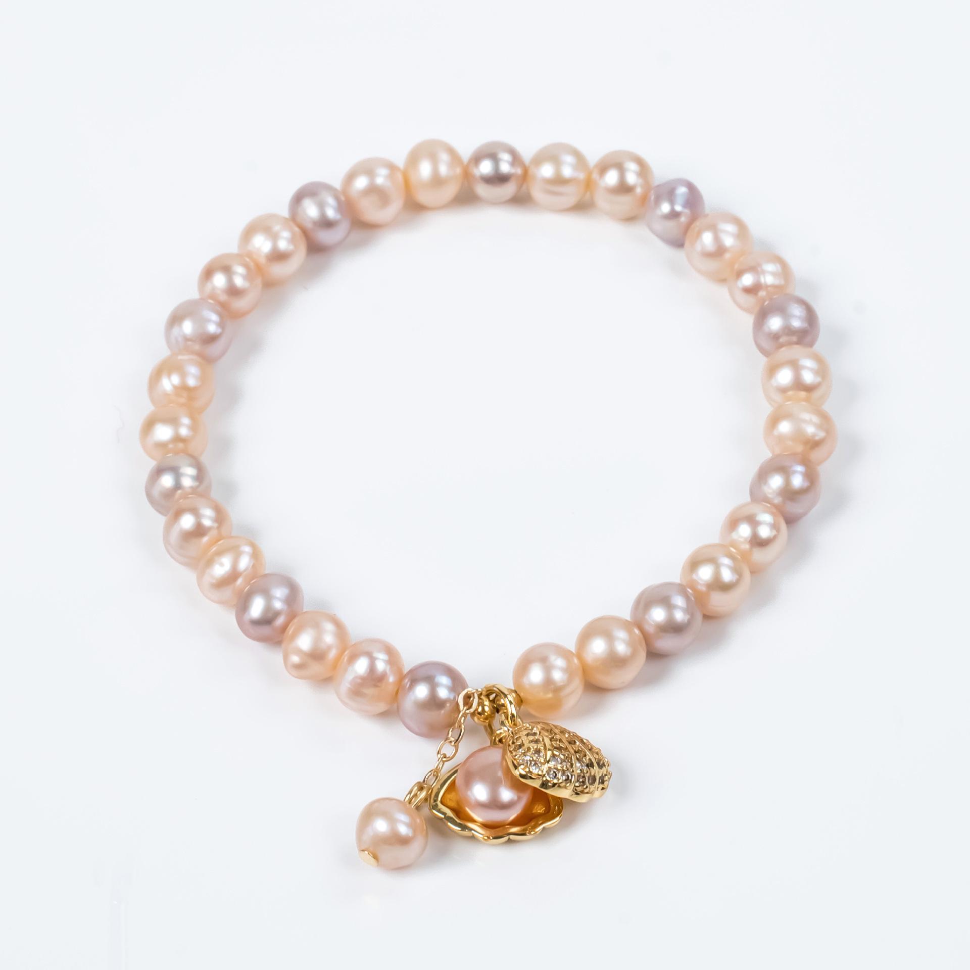 

Браслет из натурального пресноводного многоцветного жемчуга 6-7 мм на эластичной нити - Новый китайский стиль 2025.