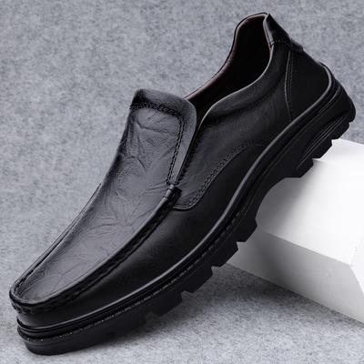 Mocassins décontractés pour hommes en cuir véritable, chaussures de travail antidérapantes, baskets de marche à enfiler, chaussures de bureau confortables pour hommes