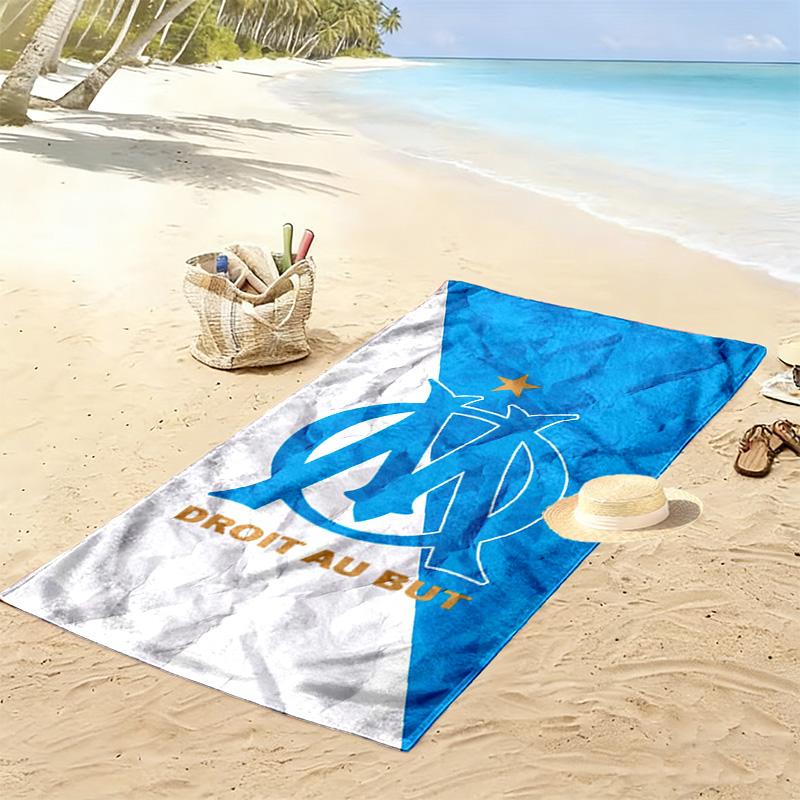 Asciugamano da Spiaggia Stampa Olympique de Marseille, Asciugamano Grande Morbido Asciugatura Rapida per Spiaggia Campeggio Nuoto