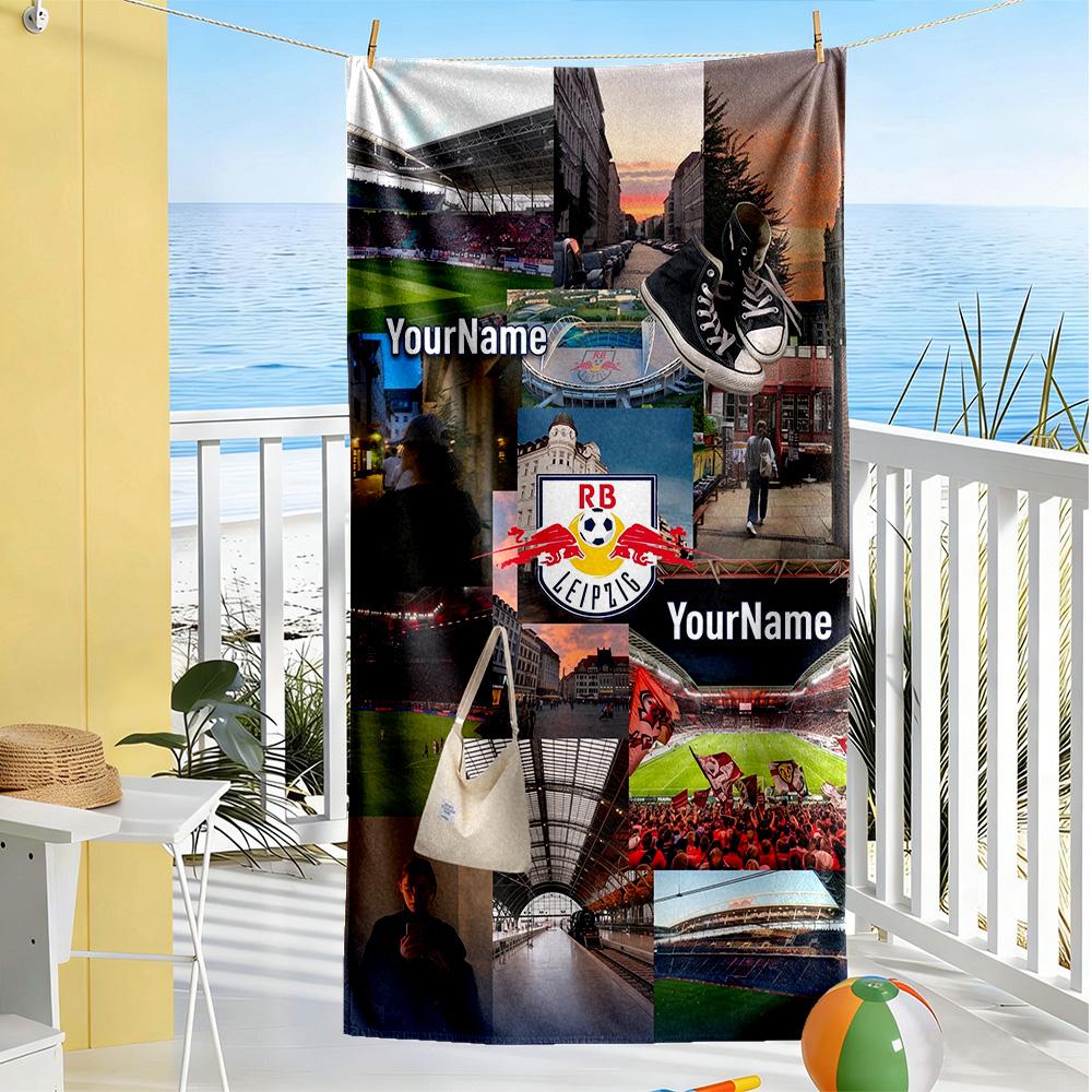 Rb Leipzig Customize Text Beach Towel Quickdry Soft Microfiber Portable For Swimmingbeachcamping Travel Beach Accessoriesgym