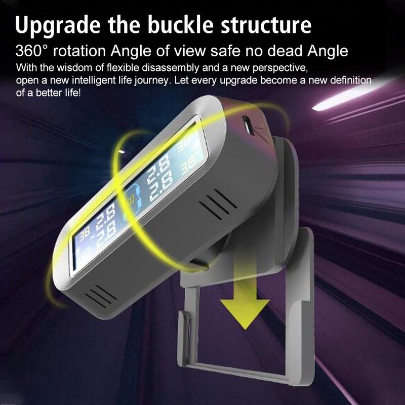 Car Tyre Pressure Monitor Tire Pressure Monitoring System Temperature Warning Fuel Save Solar TPMS With 4 External Sensors