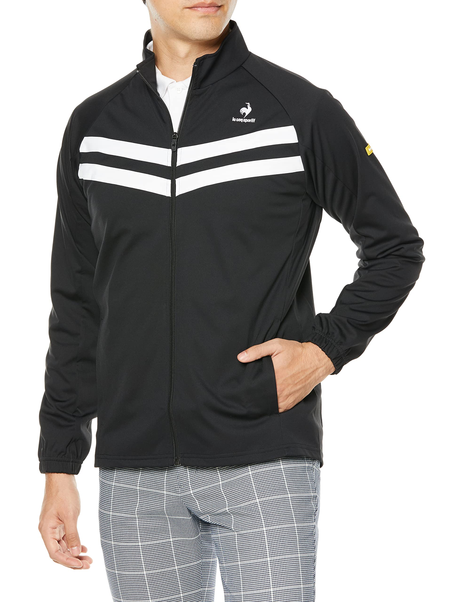 

Coq Sportif Golf Cut and Sew Ветрозащитный трикотажный материал с застежкой-молнией, впитывающий пот, быстросохнущий, эластичный, средний размер BK00, эквивалент японского размера L [Le Golf] [22]