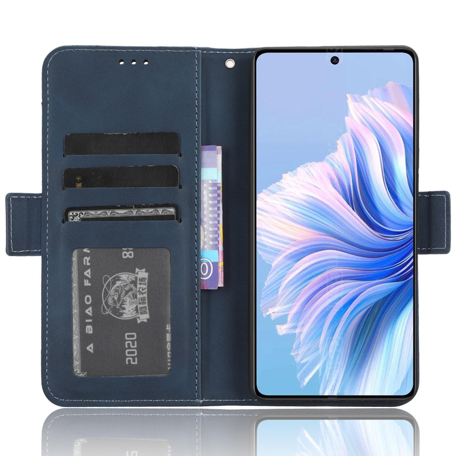 

For TECNO Camon 20 Premier 5G CK9n PU Leather Wallet Cover Multiple Card Slots Drop-Proof Stand Phone Case Blue