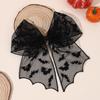 Halloween Bat Bow Hair Clips Bat Embroidery Lace Tulle Veil Gothic Hairpins Spooky Cosplay Hair Accessories For Women Girls
