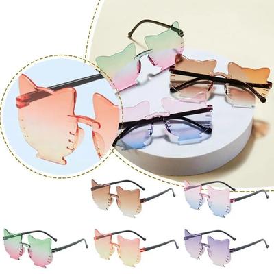 Summer Kids Cute Rimless Sunglasses Girl Boys Korean Cartoon Gradient Children Baby Outdoor Anti-UV Sun Protection Glasses