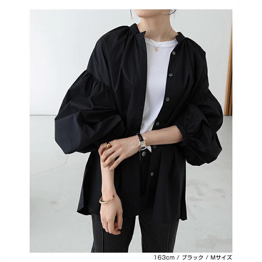 Korean chic autumn niche design sense round neck small breasted lace-up loose versatile lantern sleeve shirt top women