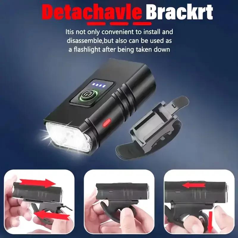 Bicycle Headlight LED Bike Front Light Type-C Rechargeable Bike Lamp Ultralight Handlebar Lights Waterproof Cycling Flashlight