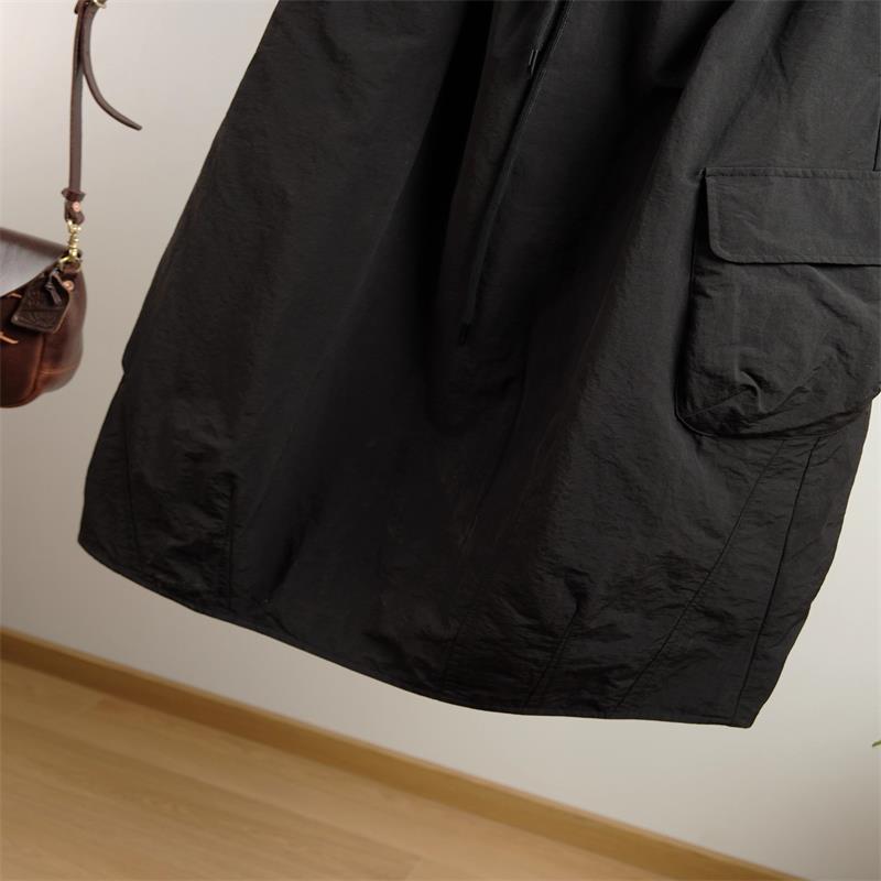 Artistic Japanese Quilted Winter Skirt - Casual Elastic Waist, Solid Color, Drawstring Half Skirt