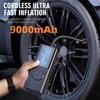 Compresor de aire portátil de 6000/9000 mAh, inflador de neumáticos inalámbrico con luz LED para coche, bomba de aire de 50 l/min y 12 V, inflador de neumáticos digital de 160 PSI para coche, banco de energía