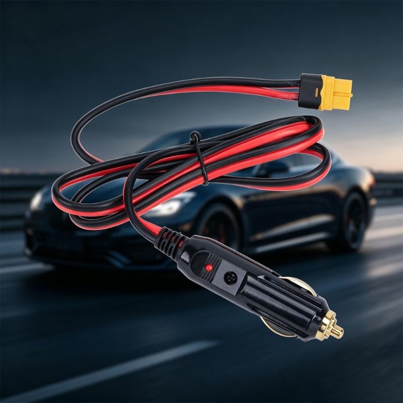 Car Lighter Plug to 60 Female Charging Cable, 12V 24V 14AWG Wire for Vehicle FPV Drones Battery Power Transfer