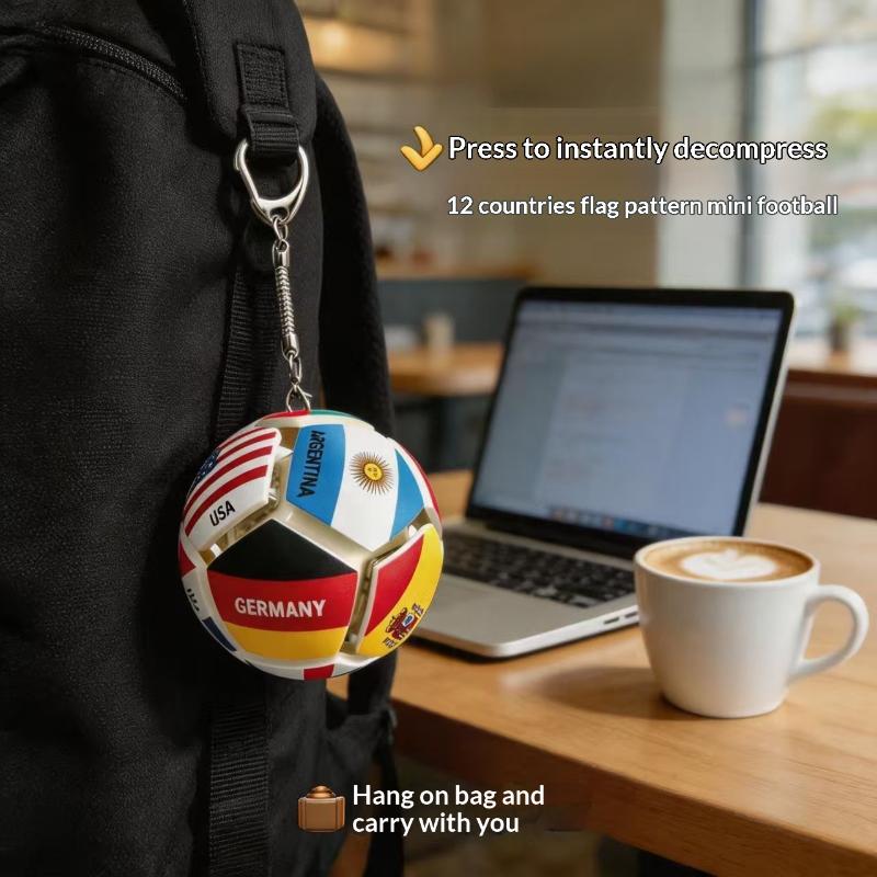 Football National Flag Fidget Keychain Soccer Shape Mini Push  Button Toy for World Cup Fans Gift Backpack Decor
