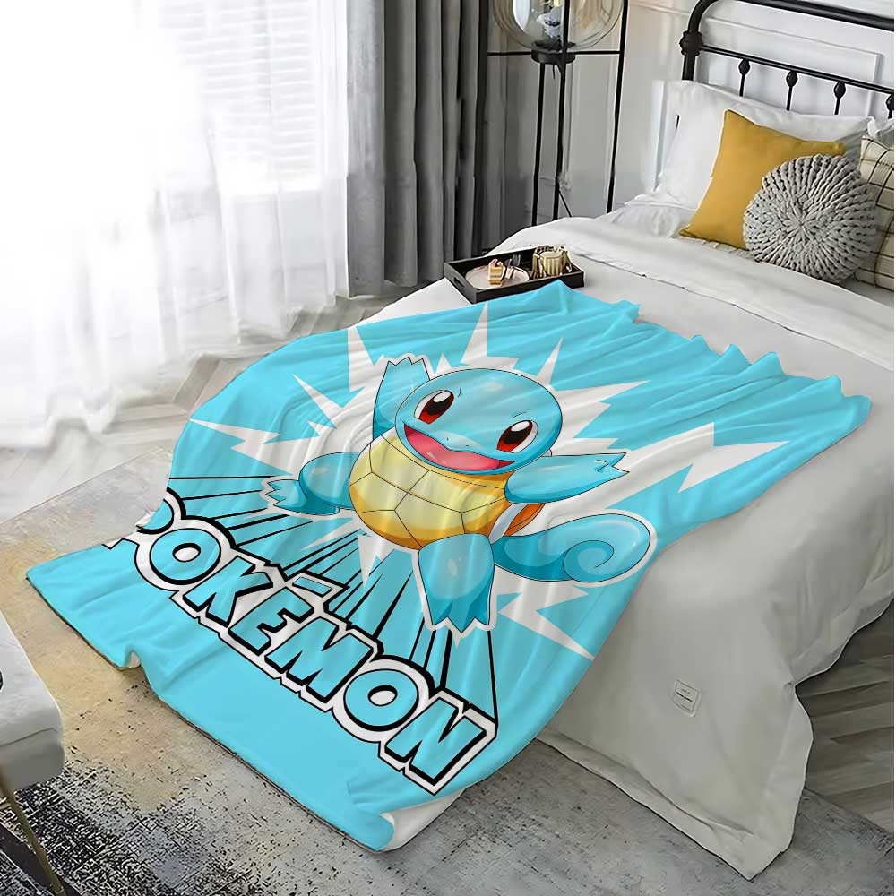 Pokem-Squirtles Cushion Blanket for Decorative Sofa Bedspread on the Bed Fluffy Soft Blankets Home Bedroom Decoration Throw Knee