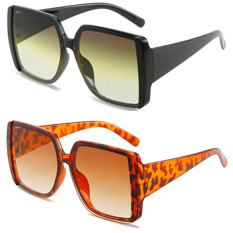 2PCS Large Frame Square Sunglasses Women Men Gradient Fashion Brand Sun Glasses Beach Travel Male Female Glasses UV400