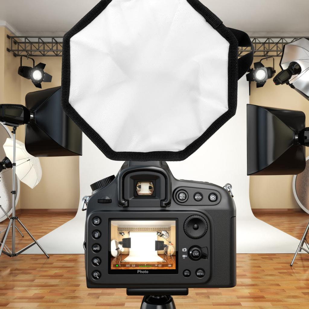 Professional Camera Photo Softbox Reflector Lighting Kit for Photography Video Recording Flash Diffuser Lamp Softbox with Sturdy
