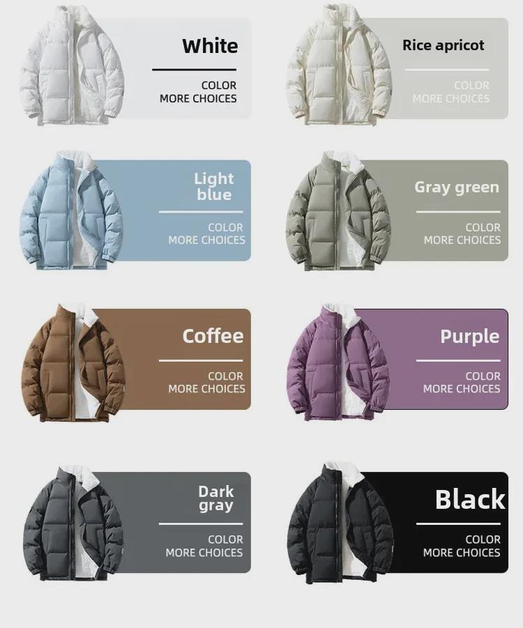 Korean Style Unisex Winter Cotton Coat with Plus Velvet - Loose, Casual, Trendy Couples' Jacket