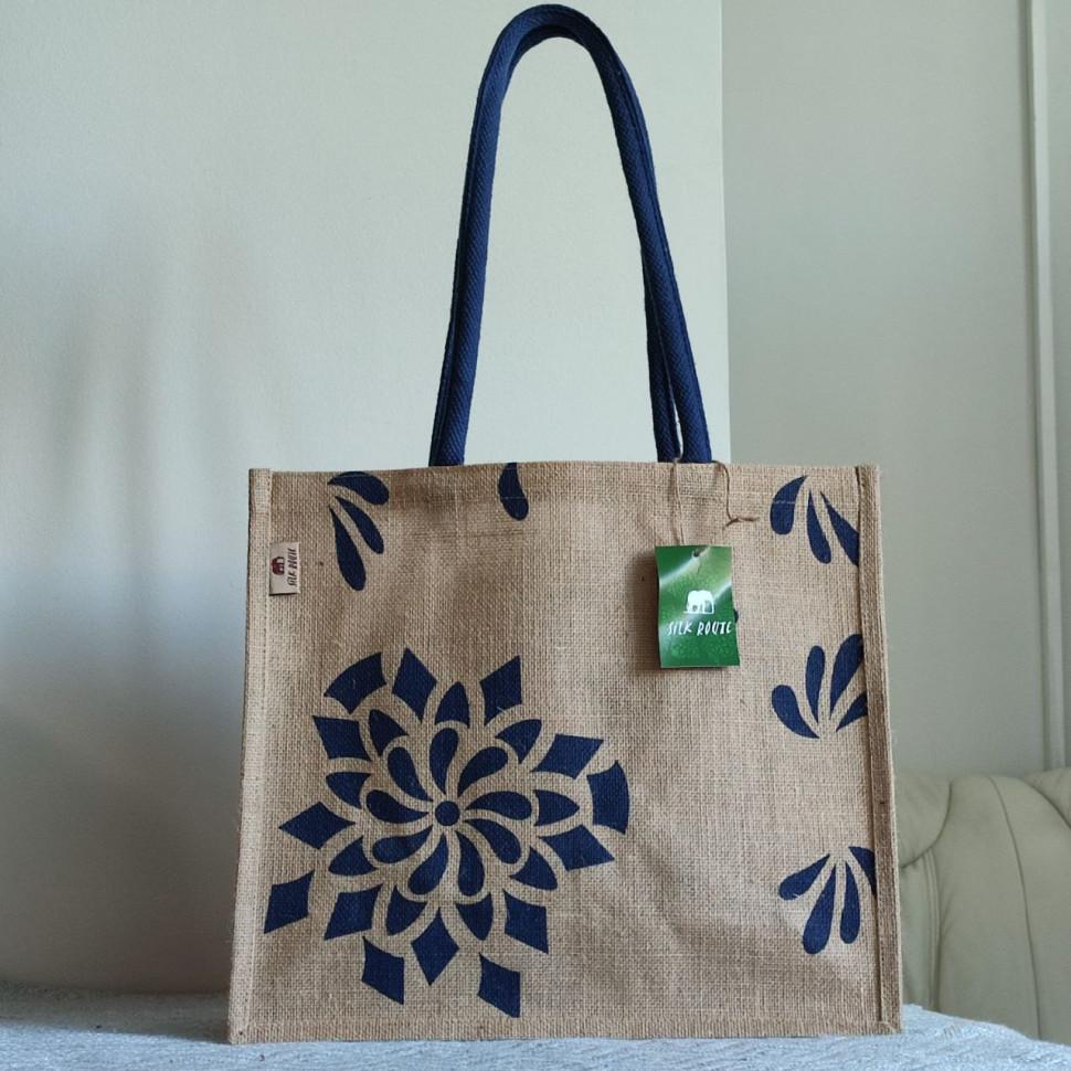 

Jute Shopping Bag Eco Shopper Beach Bag SRBG-24 Flower Fiesta