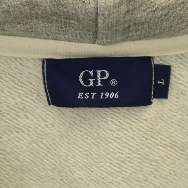 GP embroidery Long sleeve Zip hoodie L gray Men's Used