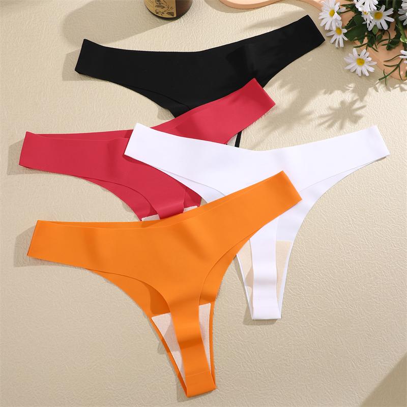 8PCS/Set Seamless Ice Silk Panties Women V-Waist Underwear Sexy Sports Briefs Panties Female Soft Ultra-thin Lingerie G-string
