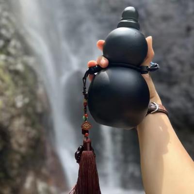 1 Set 800ML Gourd Water Bottle with Shoulder Strap Braided Waist Rope Cup Brush Charm DIY Sticker Vintage Chinese Style Tritan Drinking Bottle