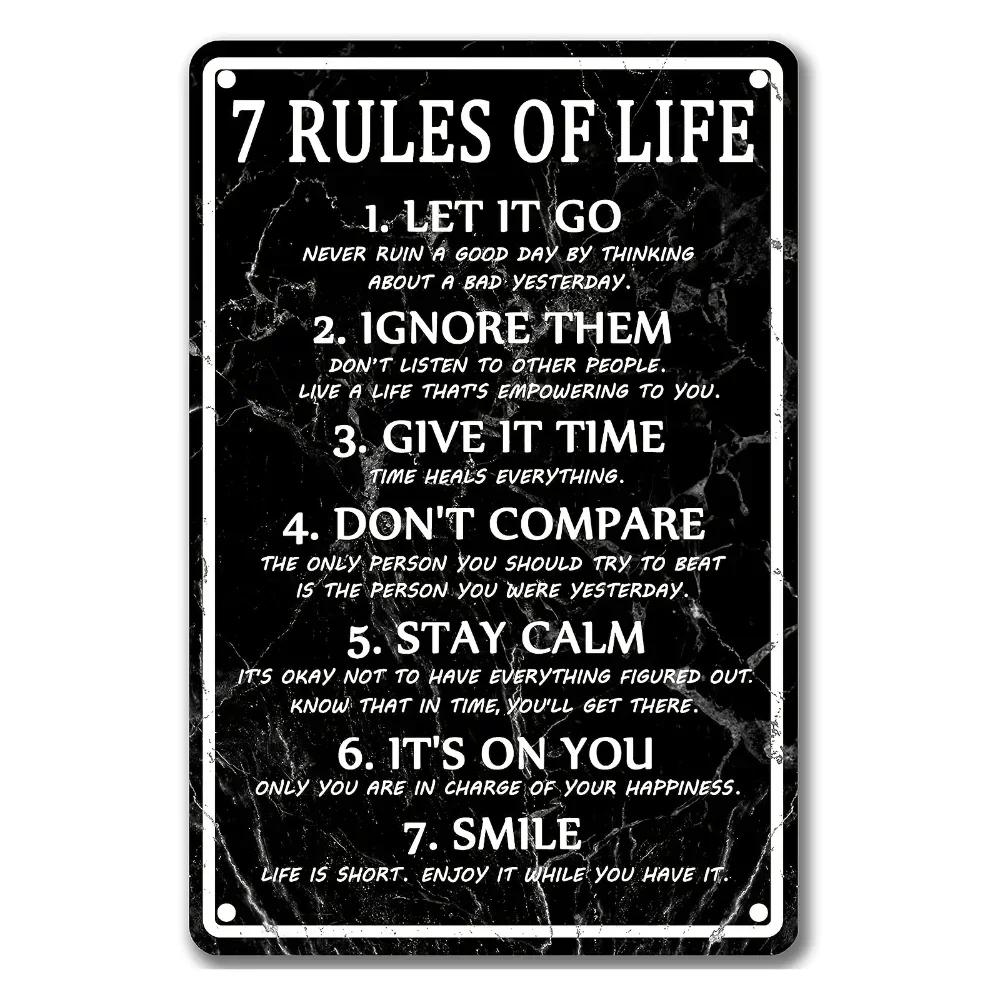 

Industrial-Style 7 Rules of Life Metal Plaque – Inspiring Wall Art for Studies & Workspaces 20x30cm