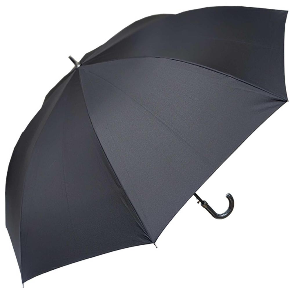 Large Automatic Fiberglass Teflon Black Men's Umbrella, 75cm, One-Touch Opening, Durable, Lightweight, Rib, Water-Repellent,