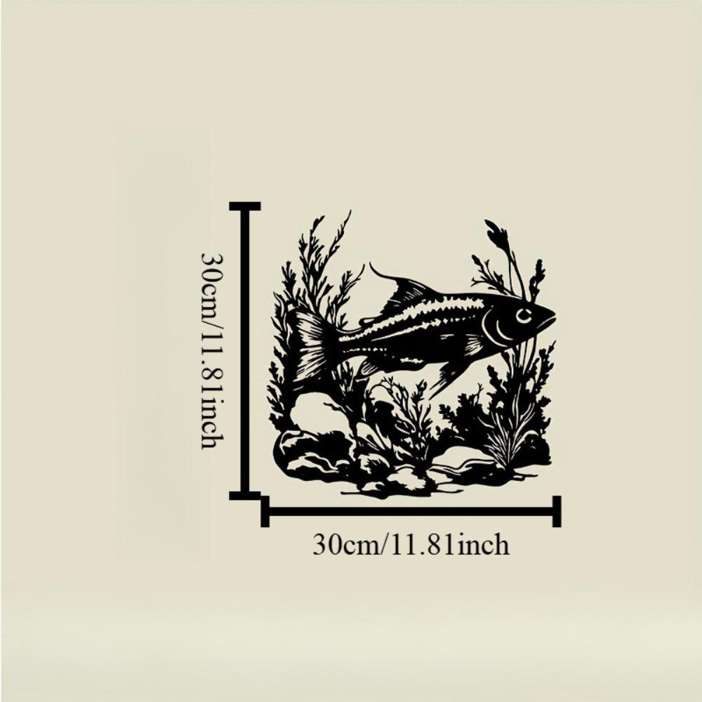 Metal Wall Art Fish Ocean Plants Rocks Black Home Decor Gift for Living Room Patio Beach House