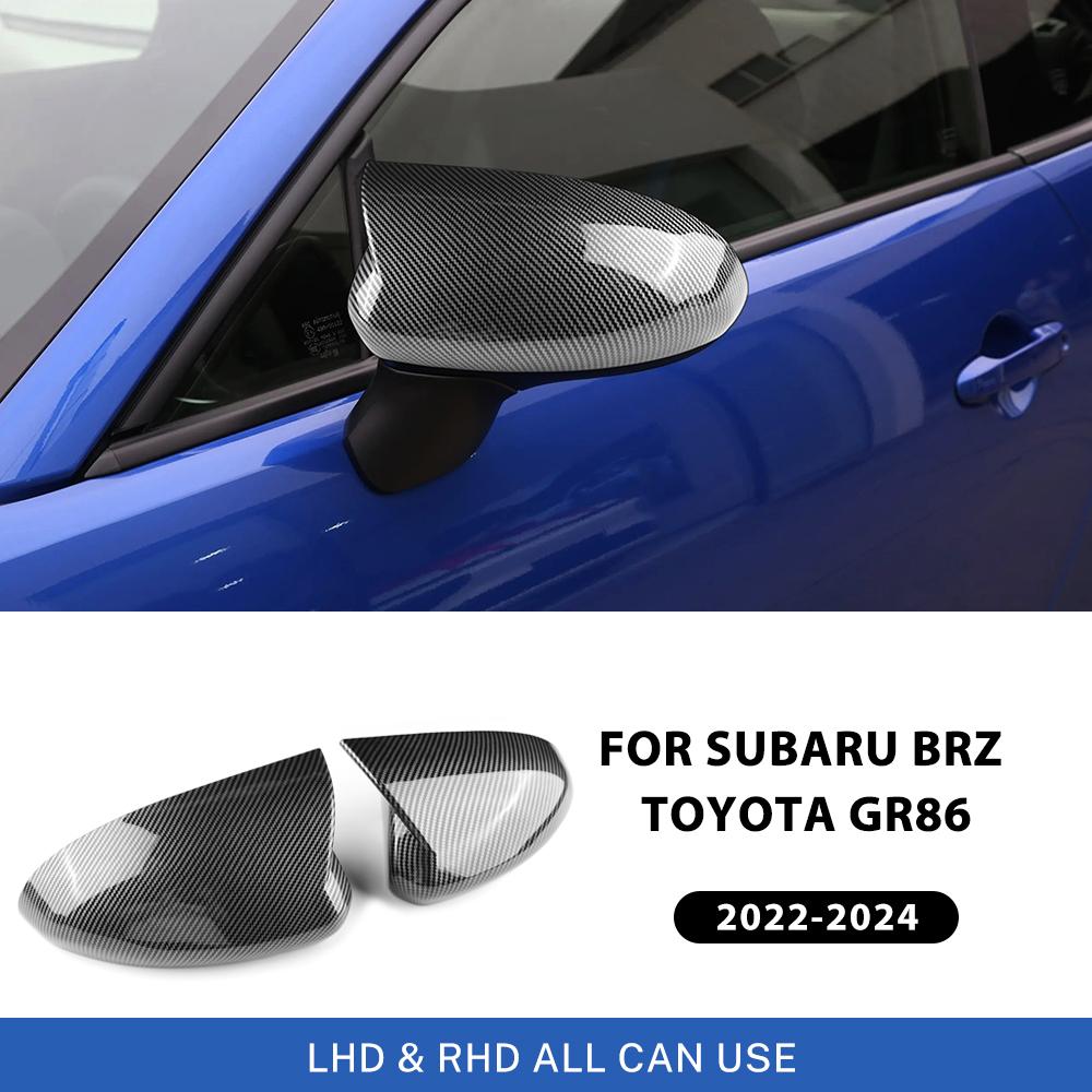 Side Rearview Mirror Cap Wing Mirror Cover For   2024 2025 Subaru BRZ Toyota GR86 Carbon Fiber Style Glossy Black