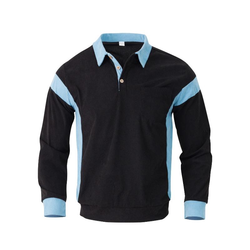 

Осенне-зимняя повседневная мужская рубашка с длинным рукавом, однобортная, из фактурной вельветовой ткани, контрастного цвета S чёрный