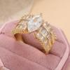 Fashion Gold Color Square Inlaid White CZ Women's Ring Geometry Daily Wear Party Jewelry