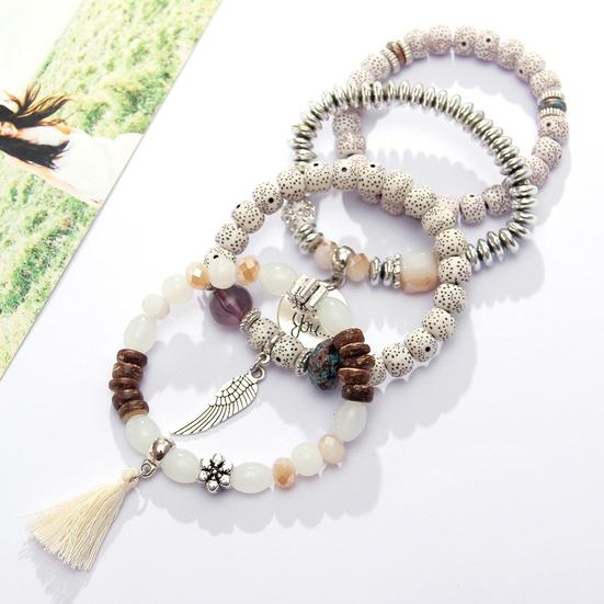 4Pcs/Set Bohemia Style Wing Bracelet Beads Jewelry Women Bangle Party Gift