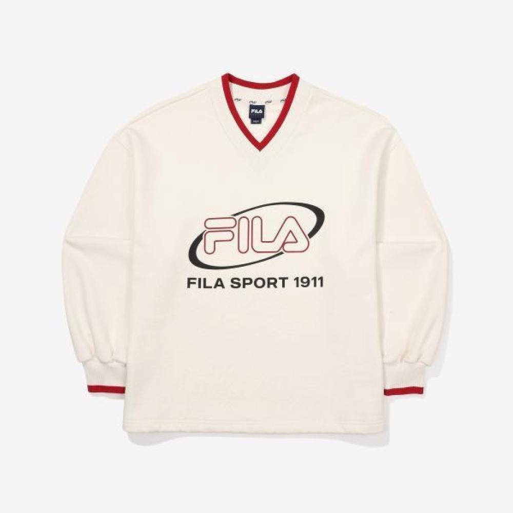 Fila V Neck Sweatshirt Big Logo beige/95
