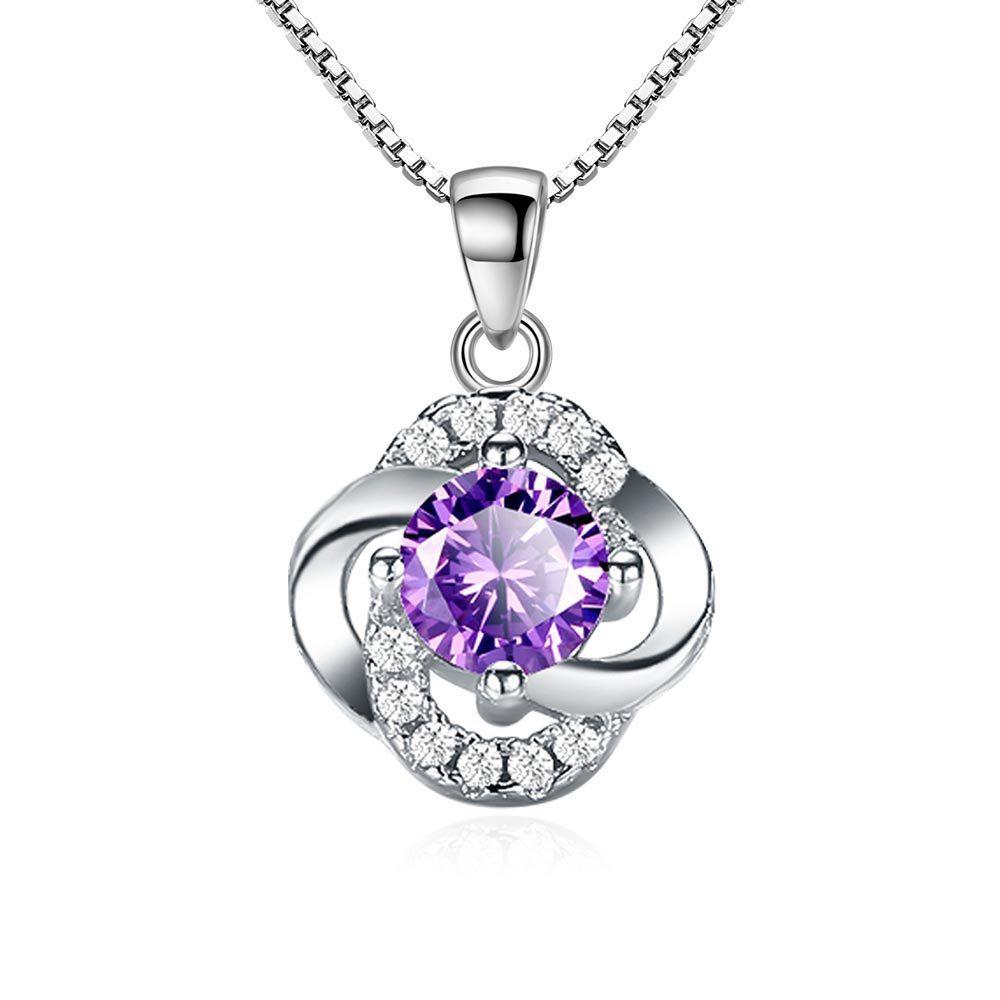 

Посеребренный кулон-подвеска в виде счастливого четырехлистного клевера, женское циркониевое колье, женский