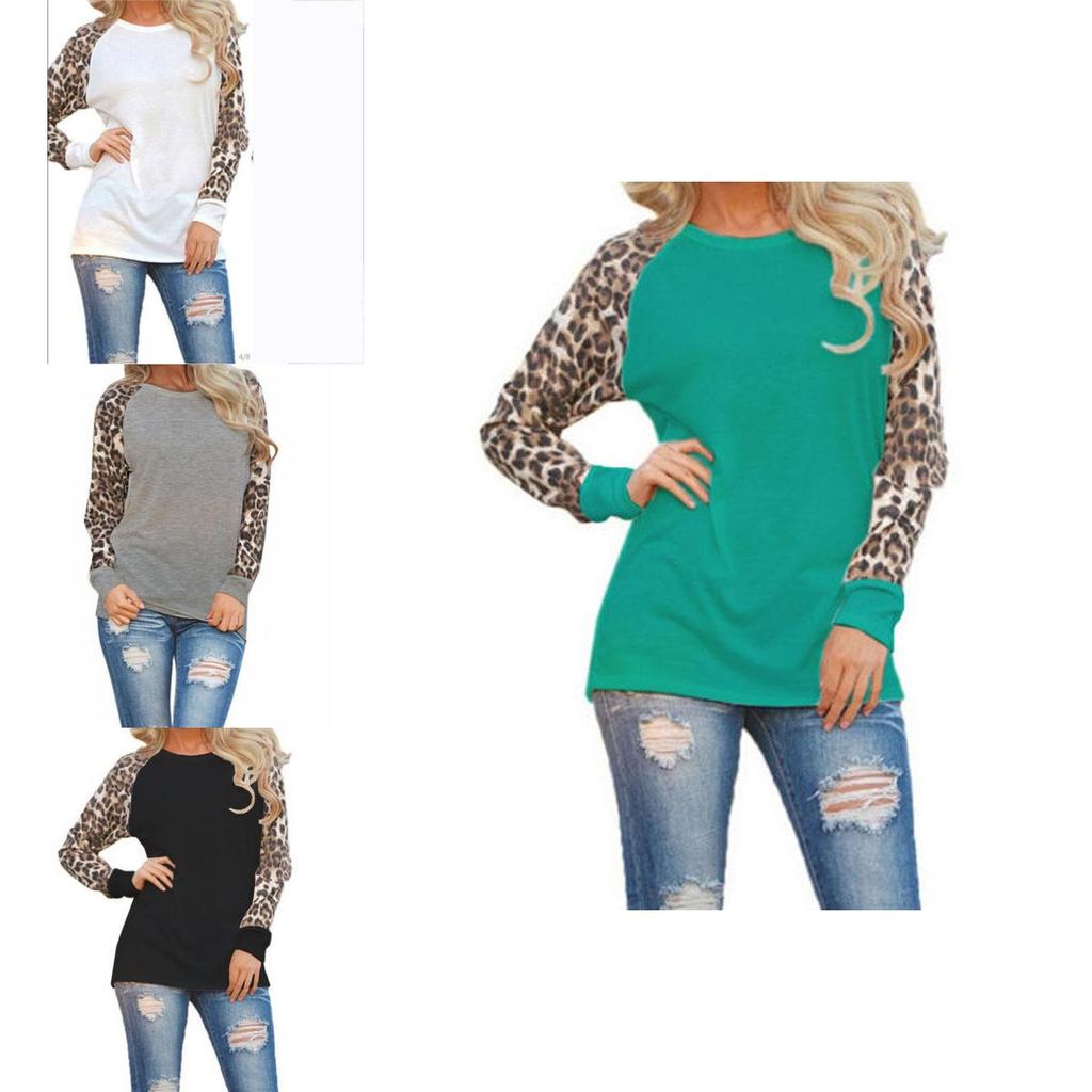 Ladies Plus Size Long Sleeve Leopard T Shirts In A Loose And Comfortable Blouse Style
