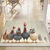 Funny Chicken Family Doormat, Crazy Rooster Cartoon Entrance Rug, Non-Slip Washable Indoor Outdoor Floor Mat for Front Door