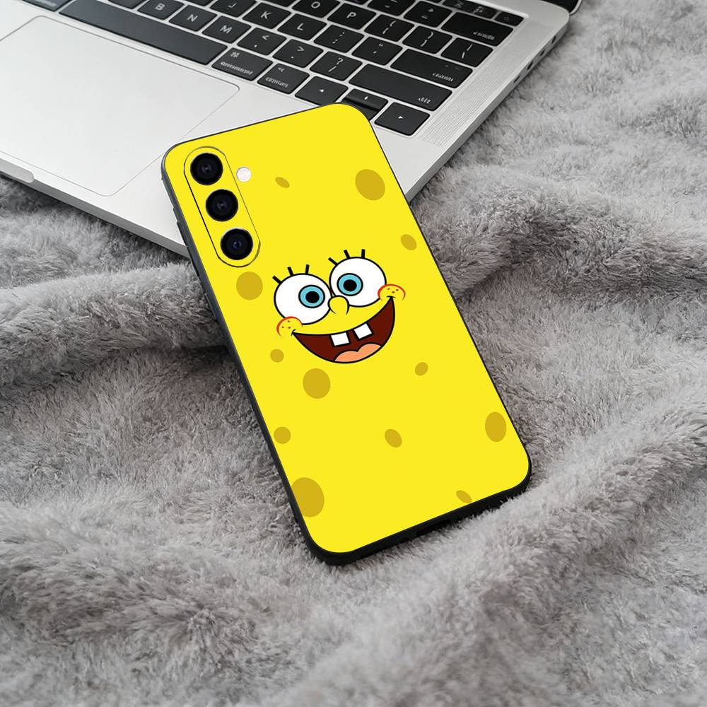 S-B-Sponge-Bob Soft Silicone Phone Case for Samsung Galaxy A73/A71/A72/A70/A53/A52/A51 - Black