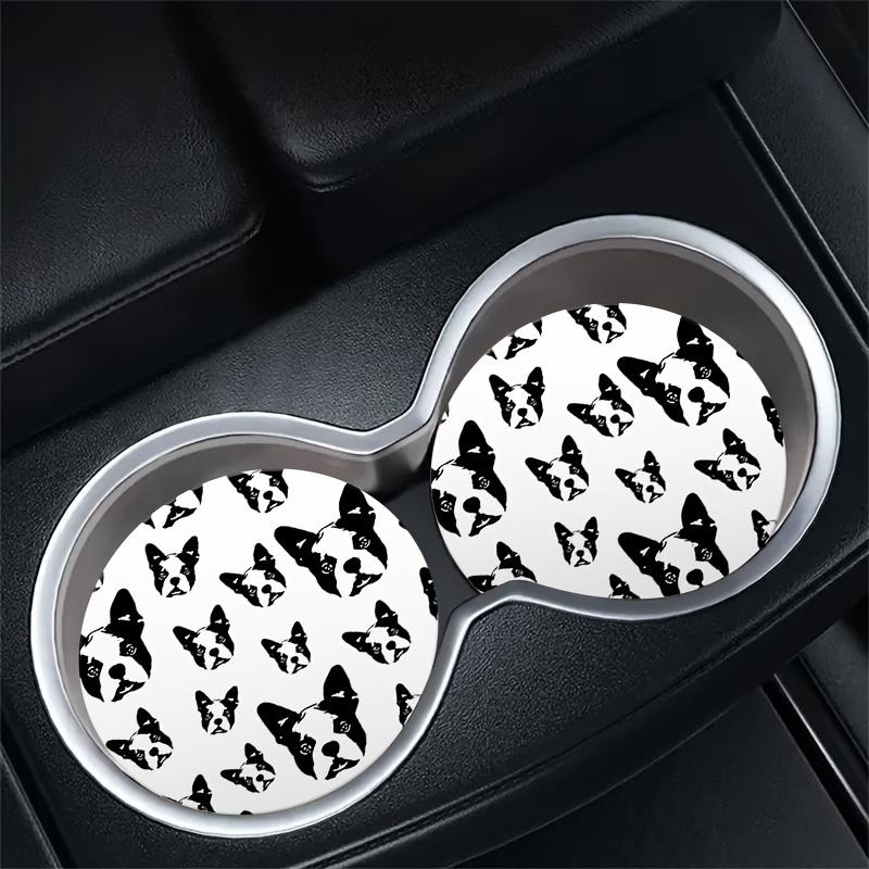 2pcs Boston Terrier Dog  Cup Holder Coasters,  Interior Waterproof Coaster To Keep Your  Cup Holders Clean And  for Easy To Move