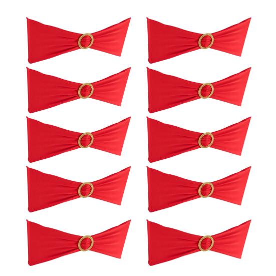 10 Pcs Chair Sashes Stretchy Chair Back Bands Chair Ties Bows with Buckle Slider for Wedding Party Hotels Banquet Decoration
