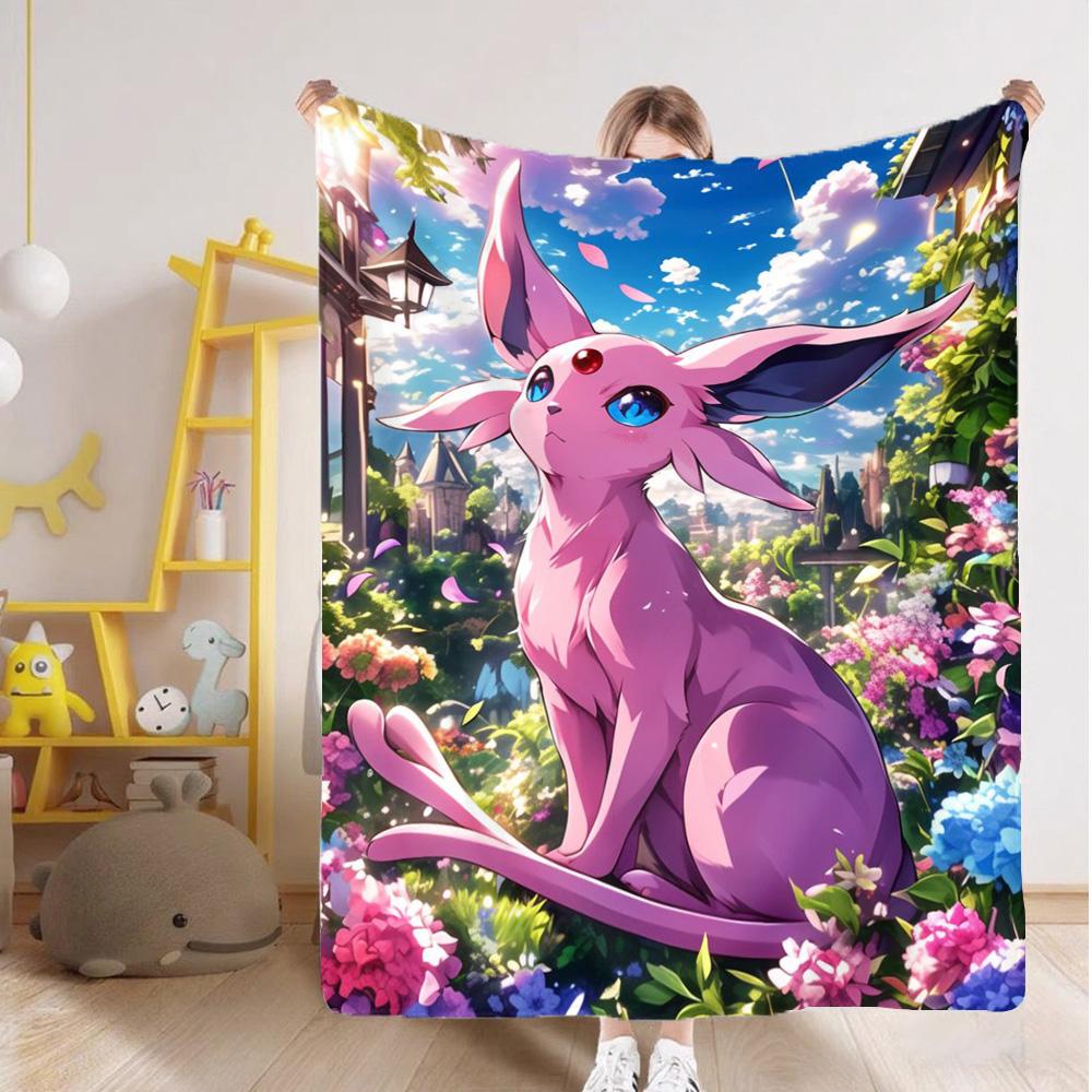 Throw Blankets and Bedspreads Kawaii E-Eevees Fluffy Blanket for Bed Camping Furry New Year Bedspread the Anime Home Decoration