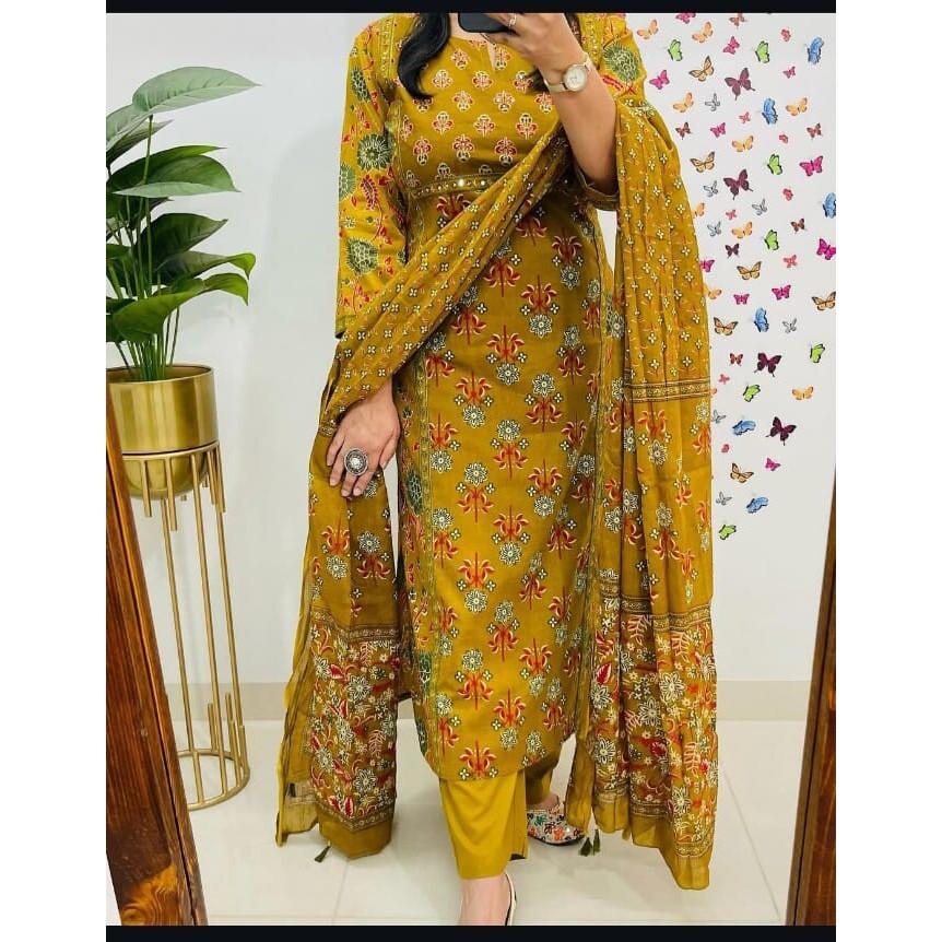 Designer Salwar Kameez Kurti Pant Dupatta Set Women Top Tunic Party Wear Indian SC-2183