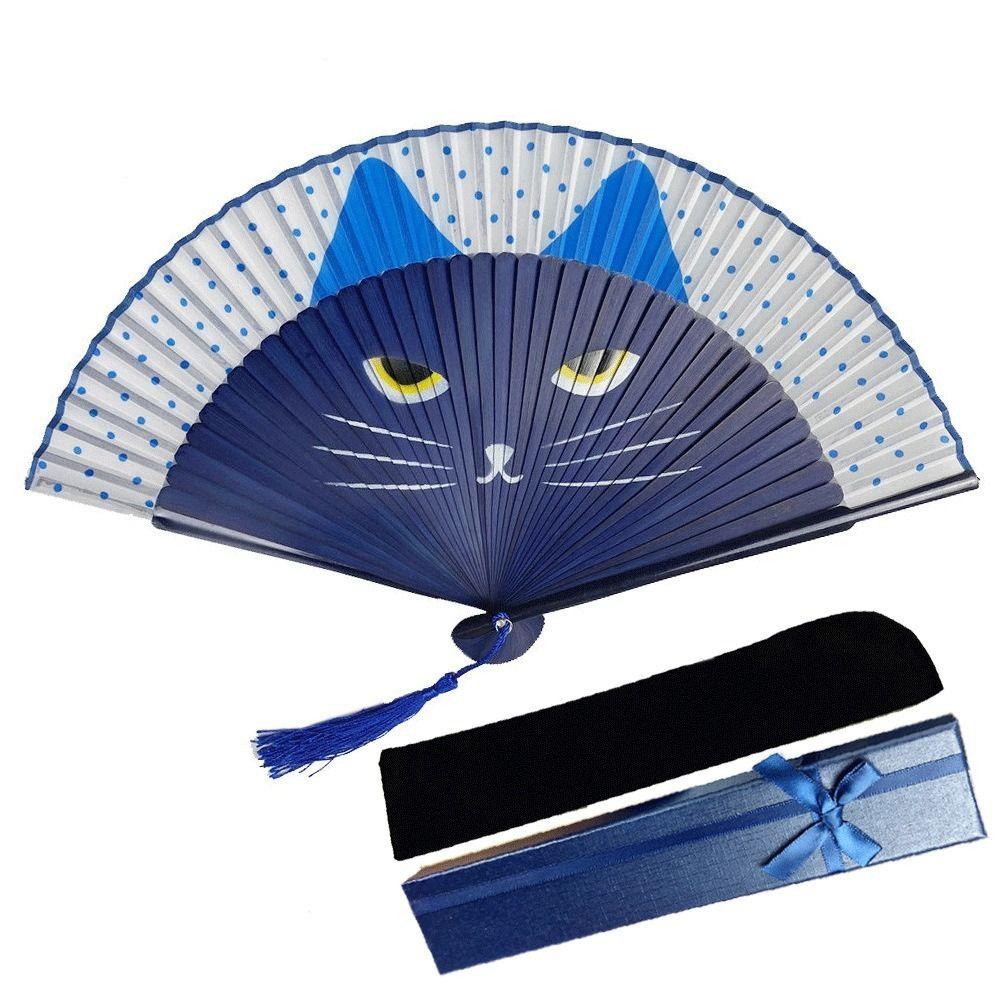 Handheld Size Silk Fan Cat Patterns Handmade Fan Popular Cartoon Fan  Home Decoration