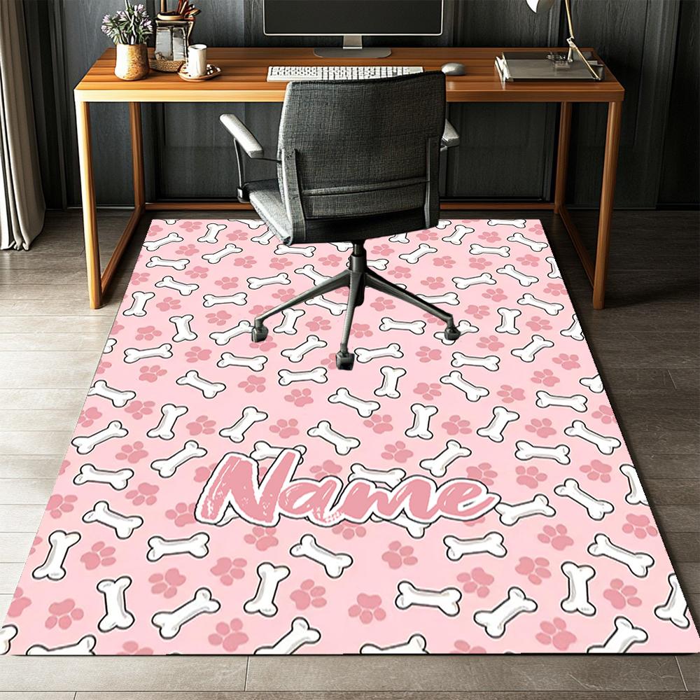 Tappeto Stampato con Nome Personalizzato per Cane, Tappeto per Sedia da Ufficio, Soggiorno, Camera da Letto, Cucina, Decorazioni, Regali.